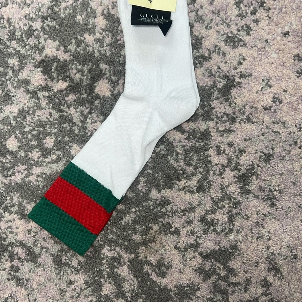 White and Green Casual Socks